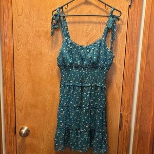 Trixxi Teal Floral Mini Dress